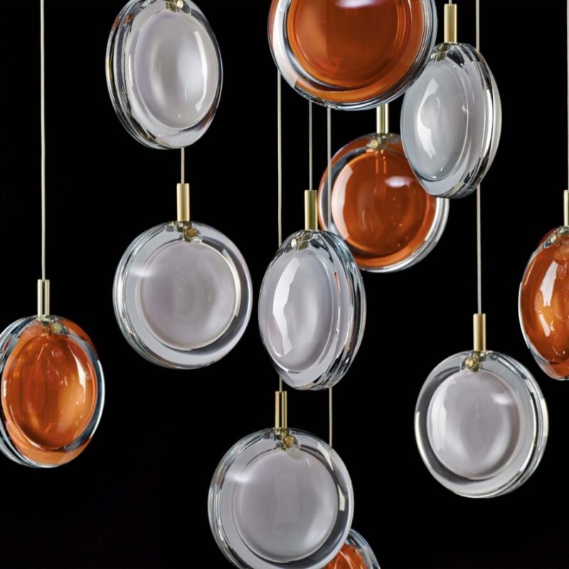 Подвесной светильник Lens amber/brushed gold
