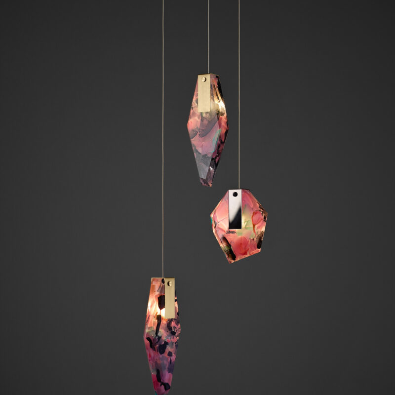 Подвесной светильник Fragments Long/flamingo mint/brushed gold