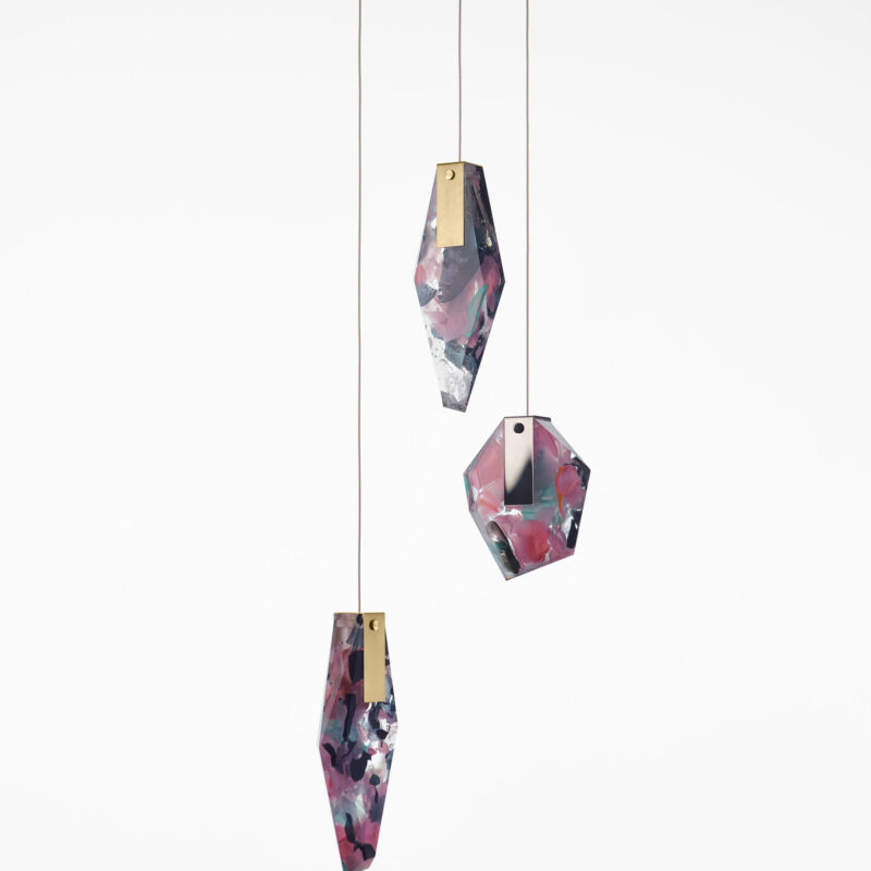 Подвесной светильник Fragments Long/flamingo mint/brushed gold