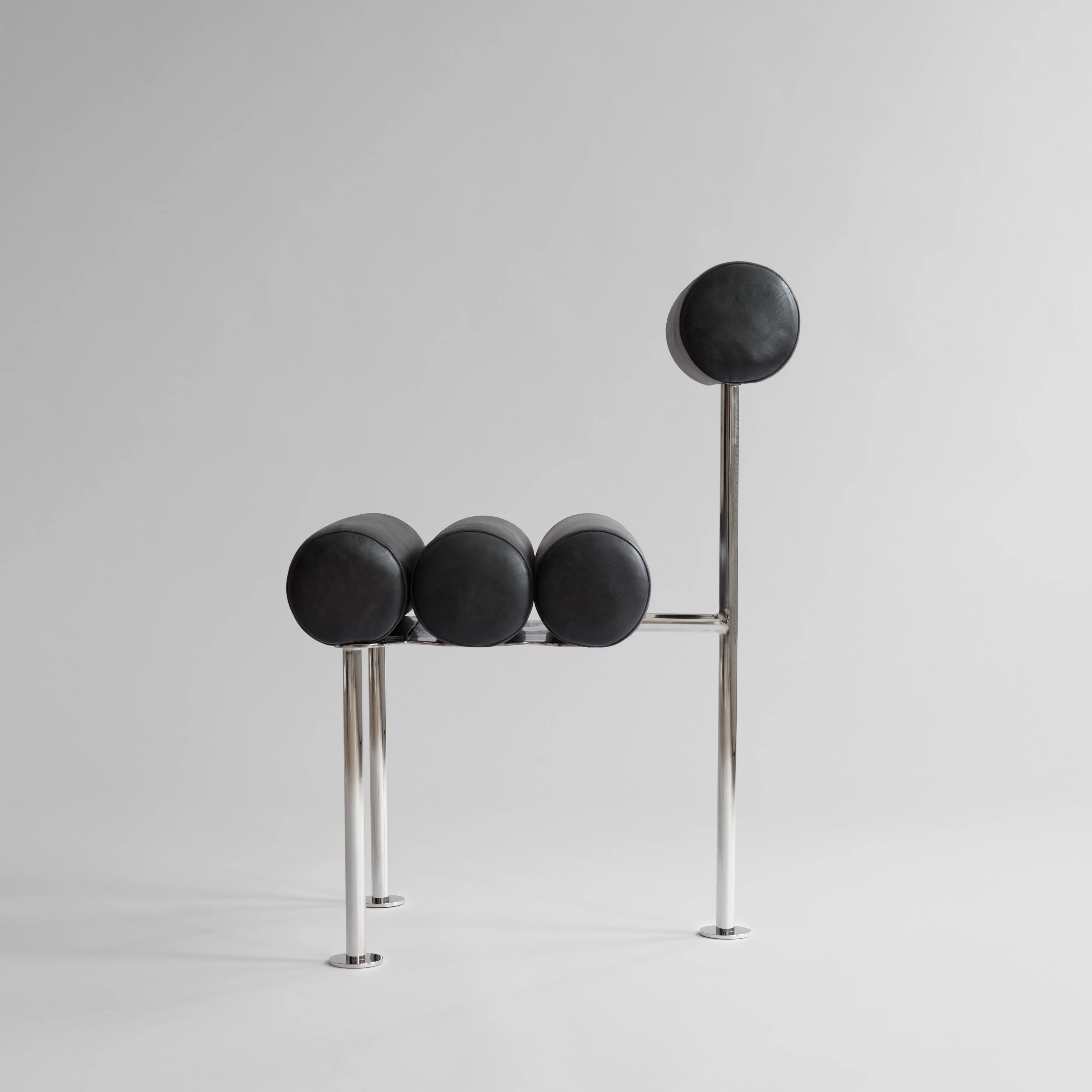 Стул Hiro — Stainless Steel - Aniline Leather Black