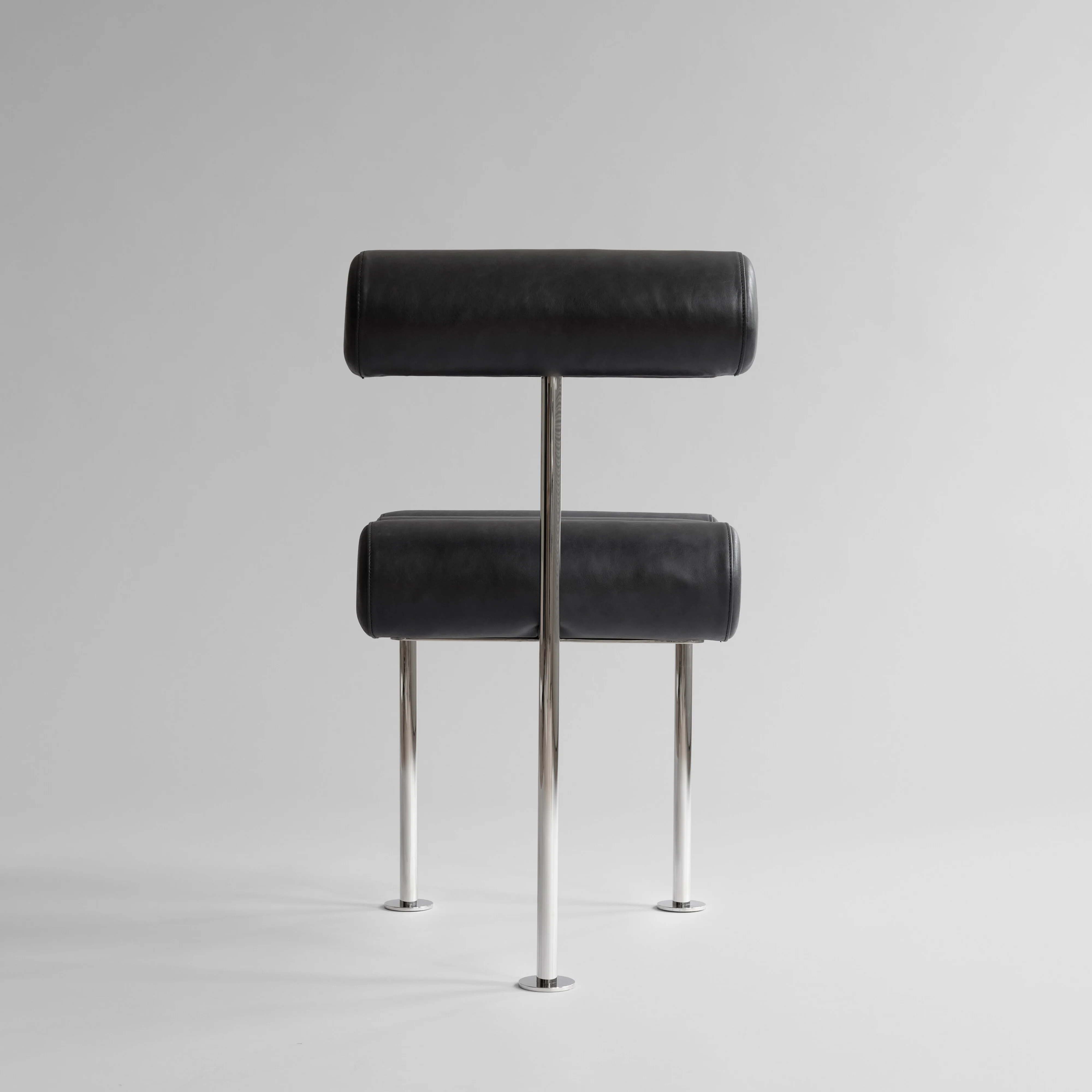 Стул Hiro — Stainless Steel - Aniline Leather Black