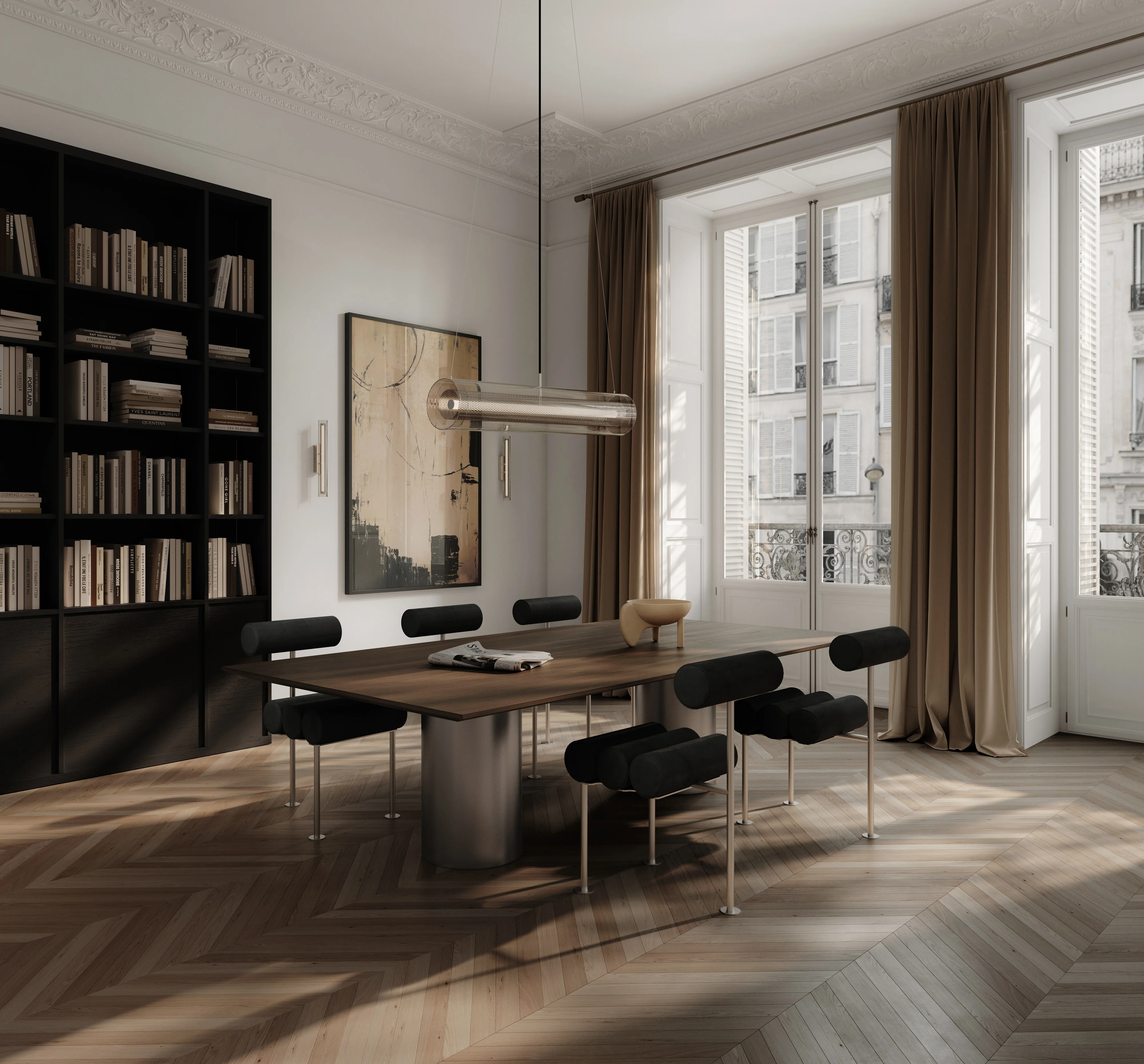 Стул Hiro — Stainless Steel - Aniline Leather Black