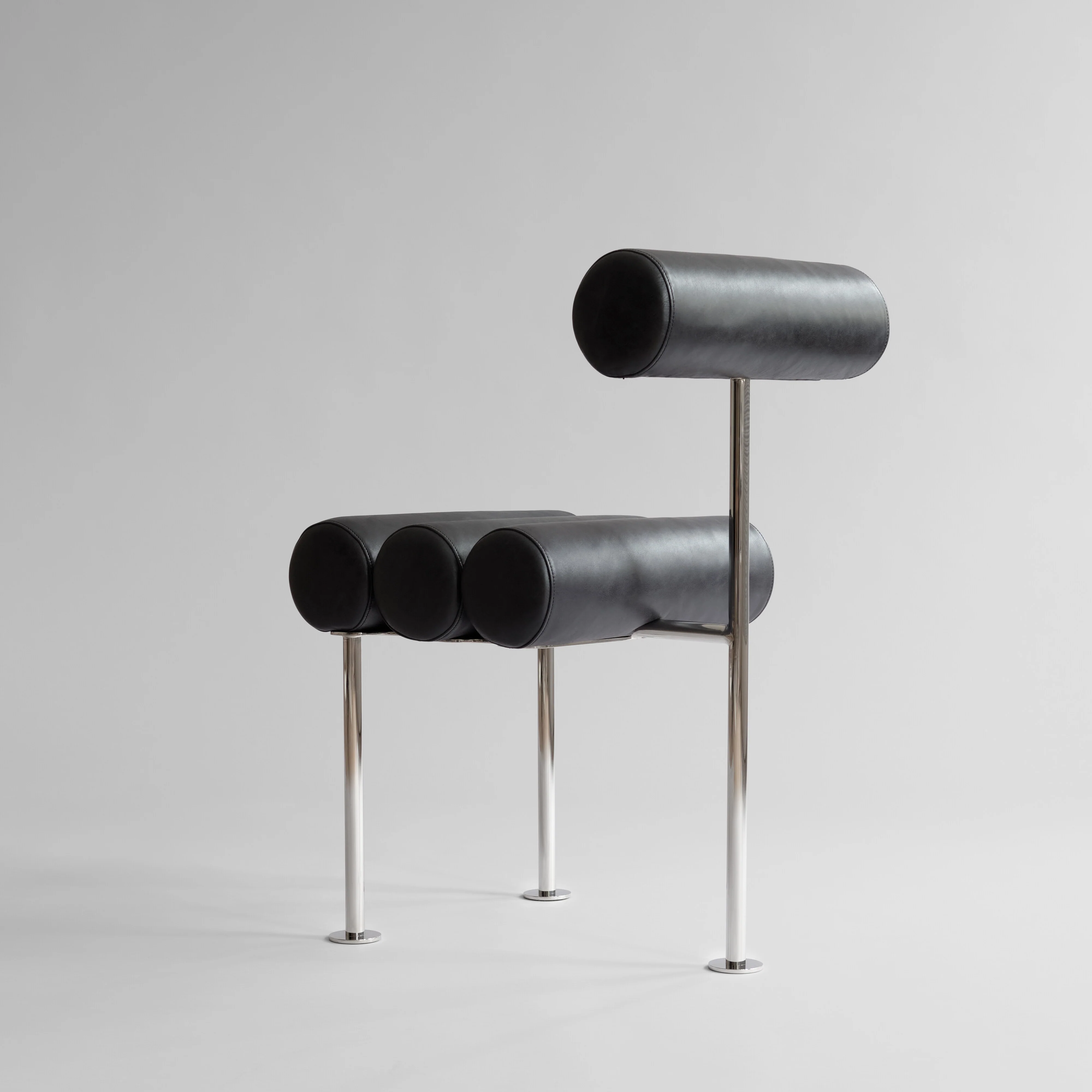 Стул Hiro — Stainless Steel - Aniline Leather Black