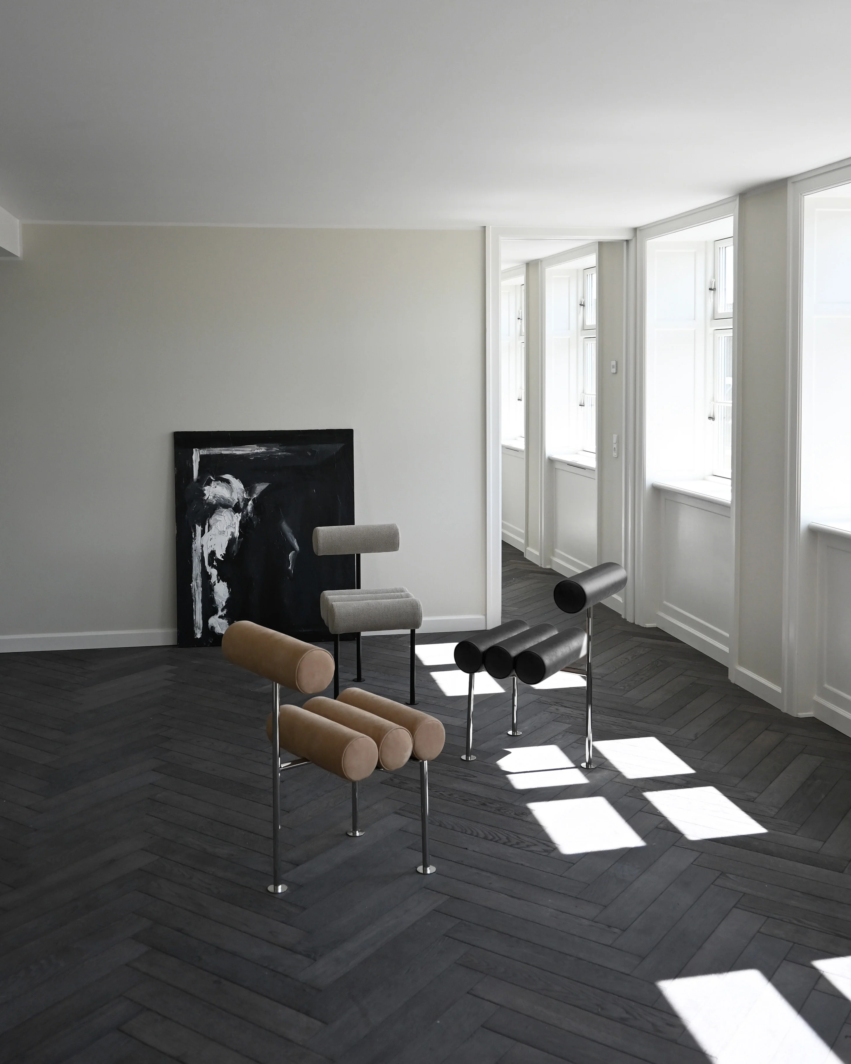Стул Hiro — Stainless Steel - Aniline Leather Black