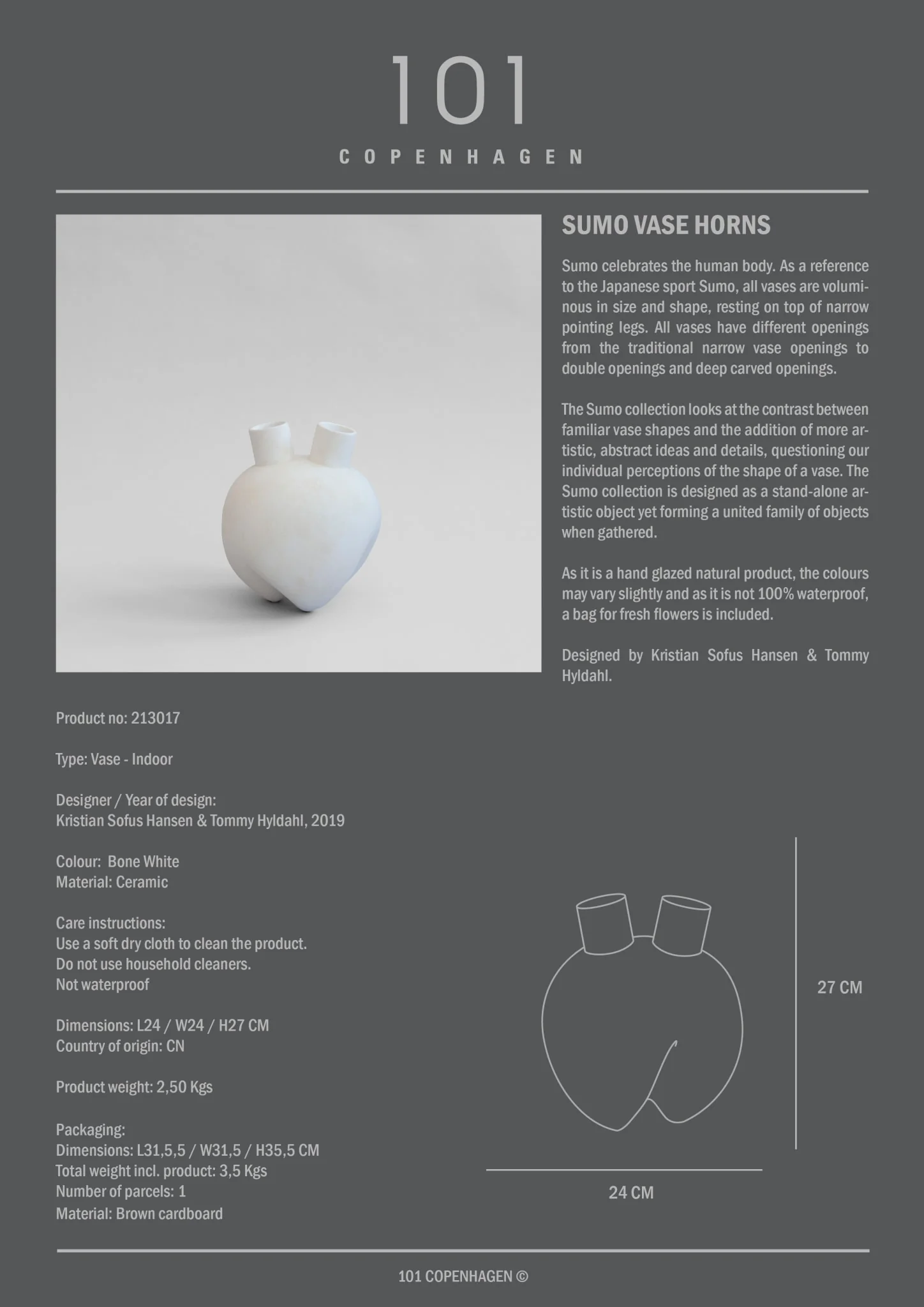 Ваза Sumo Horns — Bone White