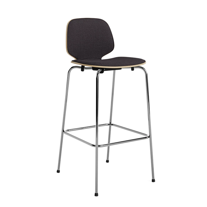Барный стул My Chair, 75 см, фронтальная обивка, хром, дуб