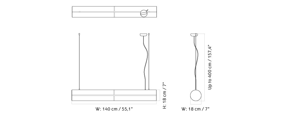 Подвесной светильник Hashira Linear, натуральный