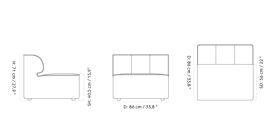Модульный диван Eave Seamline 86, открытая секция - Audo Bouclé 02