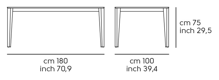 Обеденный стол Diamante - 180 × 100 см, длина 180, ширина 100, высота 75 см