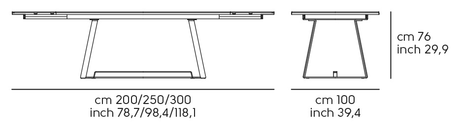 Раздвижной стол Alfred - 200/300 × 100 см, длина 200/250/300, ширина 100, высота 76 см