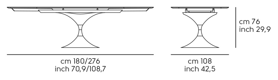 Раздвижной стол Leo Evolution - 180/276 × 108 см, длина 180/276, ширина 108, высота 76 см