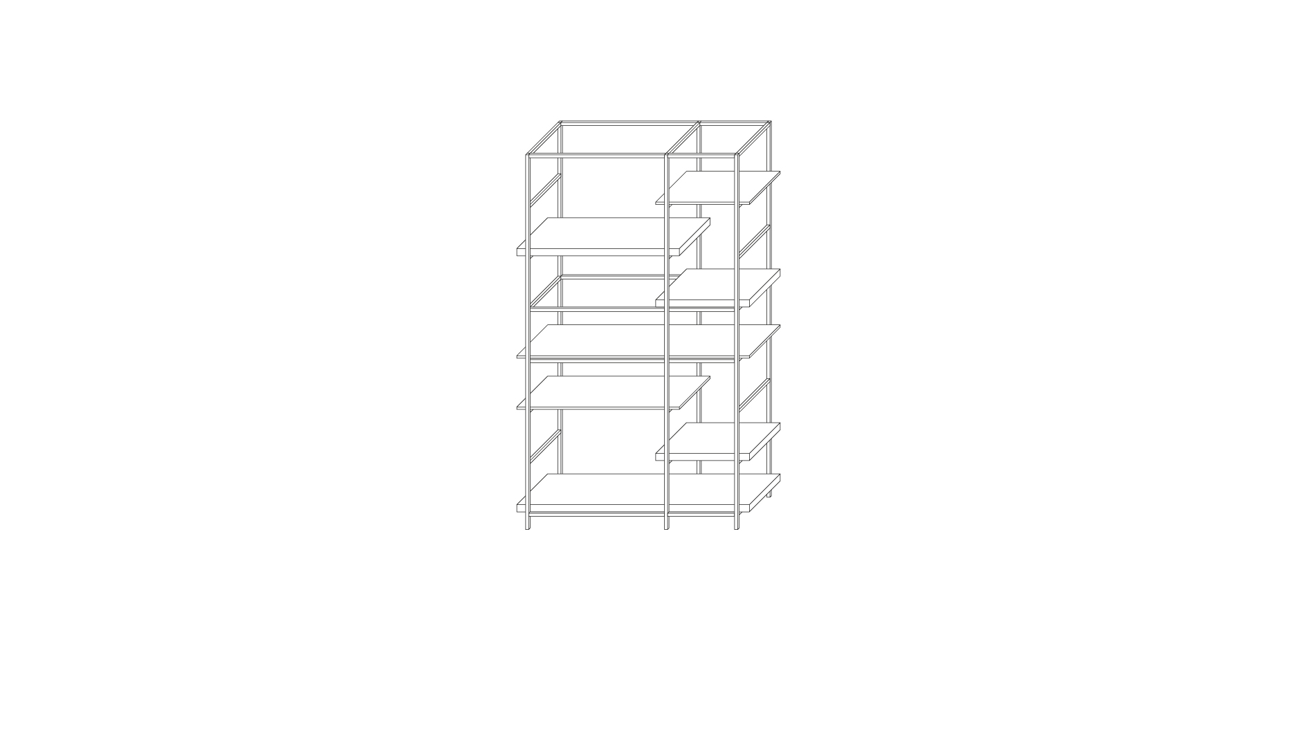 Книжный стеллаж Plain - Композиция A, ширина 114, глубина 35, высота 183 см