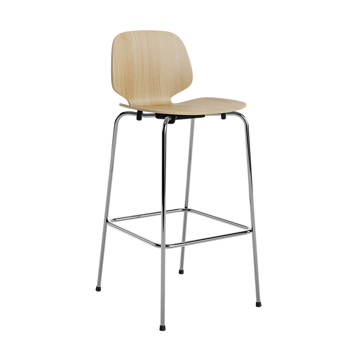 Барный стул My Chair, 75 см, хромированная сталь/натуральный дуб