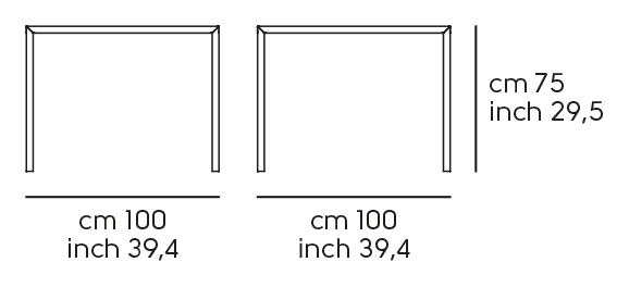 Обеденный стол Fold - 100 × 100 см, нержавеющая сталь, длина 100, ширина 100, высота 75 см