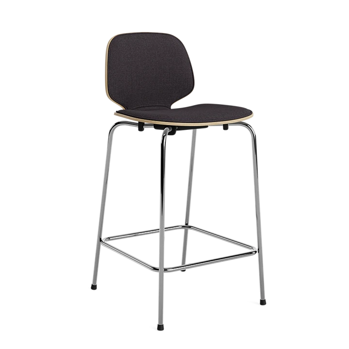 Барный стул My Chair, 65 см, хром, дуб, фронтальная обивка