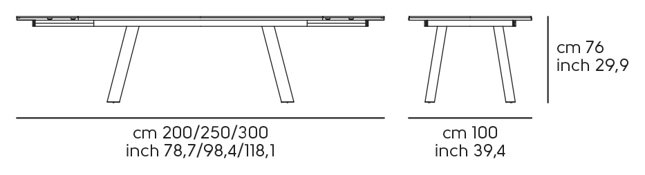 Раздвижной стол Alexander - 200/300 × 100 см, длина 200/250/300, ширина 100, высота 76 см