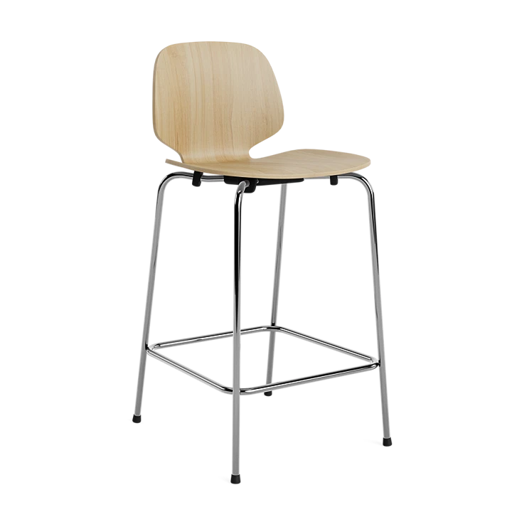 Барный стул My Chair, 65 см, хромированная сталь/натуральный дуб
